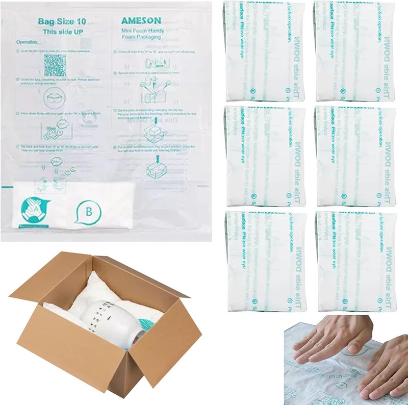 MIVERYEA 6 Pcs 14”x16” Foam Bag for Shipping, Expandable Packing Foam for PC & Irregular-Shaped Items-Shockproof, Protective Computer Shipping Material for Electronics & Fragile Devices - Image 1